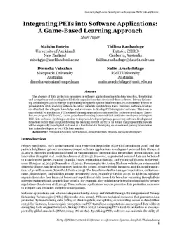 Integrating PETs into Software Applications: A Game-Based Learning
  Approach