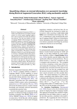 Quantifying reliance on external information over parametric knowledge
  during Retrieval Augmented Generation (RAG) using mechanistic analysis