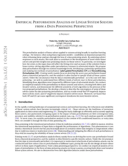 Empirical Perturbation Analysis of Linear System Solvers from a Data
  Poisoning Perspective