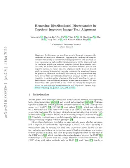 Removing Distributional Discrepancies in Captions Improves Image-Text
  Alignment