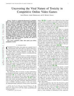 Uncovering the Viral Nature of Toxicity in Competitive Online Video
  Games