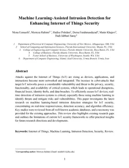 Machine Learning-Assisted Intrusion Detection for Enhancing Internet of
  Things Security