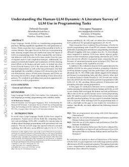 Understanding the Human-LLM Dynamic: A Literature Survey of LLM Use in
  Programming Tasks