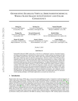 Generating Seamless Virtual Immunohistochemical Whole Slide Images with
  Content and Color Consistency