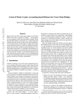 Count of Monte Crypto: Accounting-based Defenses for Cross-Chain Bridges