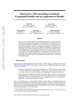 Almost Free: Self-concordance in Natural Exponential Families and an
  Application to Bandits