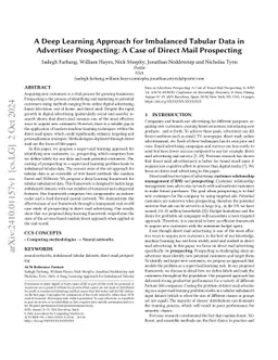 A Deep Learning Approach for Imbalanced Tabular Data in Advertiser
  Prospecting: A Case of Direct Mail Prospecting