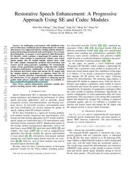 Restorative Speech Enhancement: A Progressive Approach Using SE and
  Codec Modules