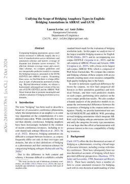 Unifying the Scope of Bridging Anaphora Types in English: Bridging
  Annotations in ARRAU and GUM