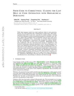 From Code to Correctness: Closing the Last Mile of Code Generation with Hierarchical Debugging