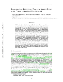 Replacement Learning: Training Vision Tasks with Fewer Learnable
  Parameters