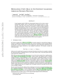 Mitigating Copy Bias in In-Context Learning through Neuron Pruning