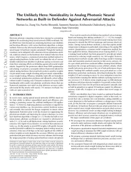 The Unlikely Hero: Nonideality in Analog Photonic Neural Networks as
  Built-in Defender Against Adversarial Attacks