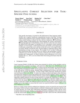 Speculative Coreset Selection for Task-Specific Fine-tuning