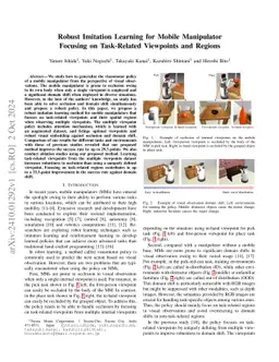 Robust Imitation Learning for Mobile Manipulator Focusing on
  Task-Related Viewpoints and Regions