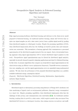 Overpredictive Signal Analytics in Federated Learning: Algorithms and
  Analysis