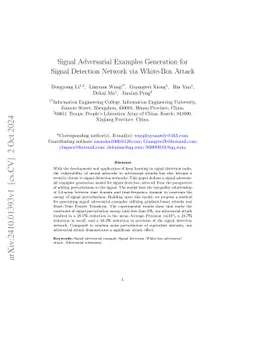 Signal Adversarial Examples Generation for Signal Detection Network via
  White-Box Attack