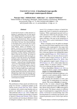CrowdCounter: A benchmark type-specific multi-target counterspeech
  dataset