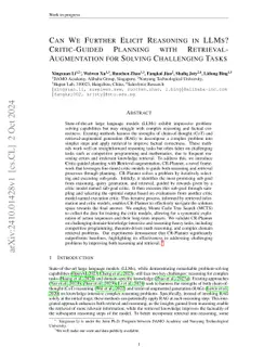 Can We Further Elicit Reasoning in LLMs? Critic-Guided Planning with
  Retrieval-Augmentation for Solving Challenging Tasks