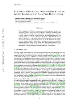 Fair4Free: Generating High-fidelity Fair Synthetic Samples using Data
  Free Distillation