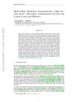 DLP-LoRA: Efficient Task-Specific LoRA Fusion with a Dynamic, Lightweight Plugin for Large Language Models