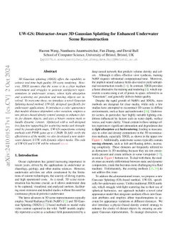 UW-GS: Distractor-Aware 3D Gaussian Splatting for Enhanced Underwater
  Scene Reconstruction