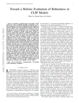 Toward a Holistic Evaluation of Robustness in CLIP Models