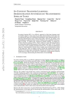 In-Context Transfer Learning: Demonstration Synthesis by Transferring
  Similar Tasks