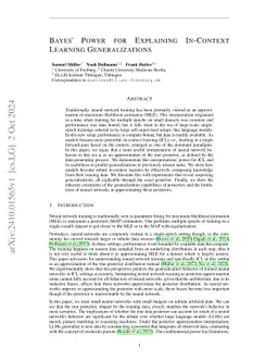 Bayes' Power for Explaining In-Context Learning Generalizations