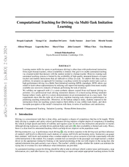 Computational Teaching for Driving via Multi-Task Imitation Learning
