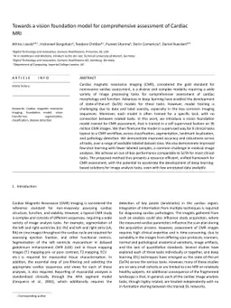 Towards a vision foundation model for comprehensive assessment of
  Cardiac MRI