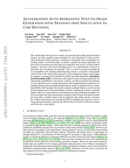 Accelerating Auto-regressive Text-to-Image Generation with Training-free Speculative Jacobi Decoding