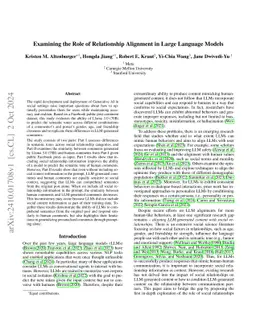 Examining the Role of Relationship Alignment in Large Language Models