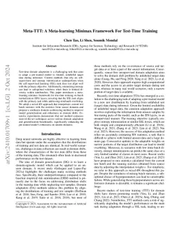 Meta-TTT: A Meta-learning Minimax Framework For Test-Time Training