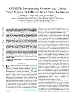 COMUNI: Decomposing Common and Unique Video Signals for Diffusion-based
  Video Generation