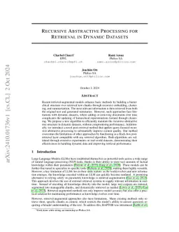 Recursive Abstractive Processing for Retrieval in Dynamic Datasets