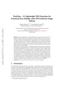 KeyVisor -- A Lightweight ISA Extension for Protected Key Handles with
  CPU-enforced Usage Policies