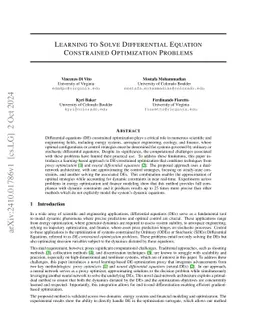 Learning To Solve Differential Equation Constrained Optimization
  Problems