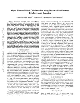 Open Human-Robot Collaboration using Decentralized Inverse Reinforcement
  Learning