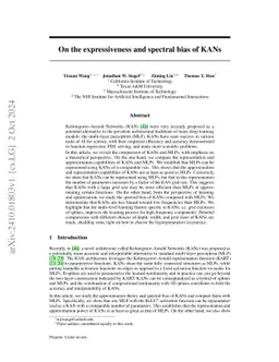 On the expressiveness and spectral bias of KANs
