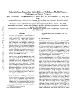 Automatic Scene Generation: State-of-the-Art Techniques, Models,
  Datasets, Challenges, and Future Prospects