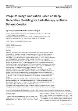 Image-to-Image Translation Based on Deep Generative Modeling for
  Radiotherapy Synthetic Dataset Creation