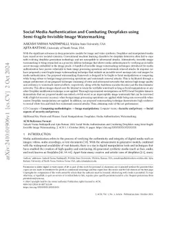 Social Media Authentication and Combating Deepfakes using Semi-fragile
  Invisible Image Watermarking