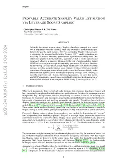 Provably Accurate Shapley Value Estimation via Leverage Score Sampling