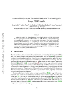 Differentially Private Parameter-Efficient Fine-tuning for Large ASR
  Models