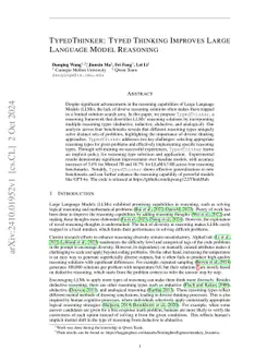 TypedThinker: Diversify Large Language Model Reasoning with Typed Thinking