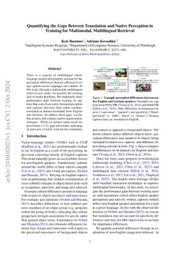 Quantifying the Gaps Between Translation and Native Perception in
  Training for Multimodal, Multilingual Retrieval