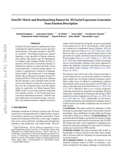 Emo3D: Metric and Benchmarking Dataset for 3D Facial Expression
  Generation from Emotion Description