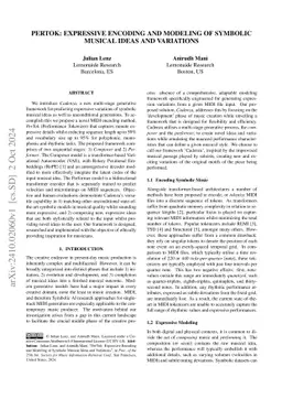 PerTok: Expressive Encoding and Modeling of Symbolic Musical Ideas and
  Variations