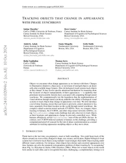 Tracking objects that change in appearance with phase synchrony